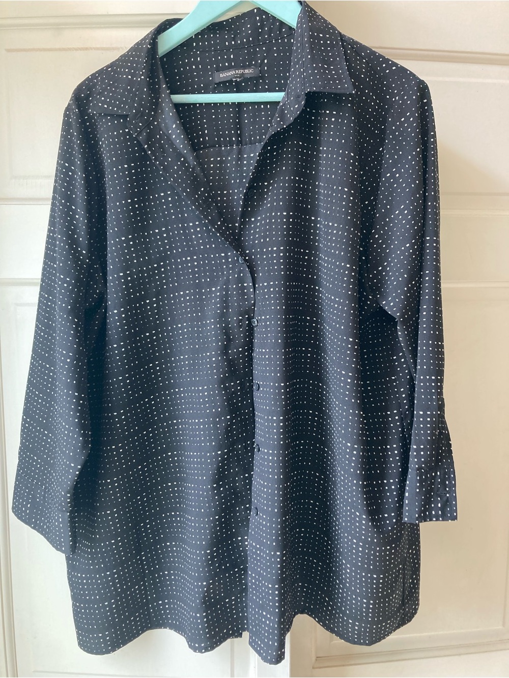Banana Republic Black Dot-Print Button Down Shirt
